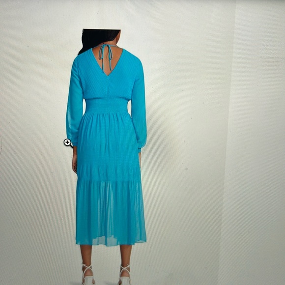 Steve Madden Nylah Dress with Long Mesh Sleeves in Aruba Blue Size Large - Picture 2 of 11